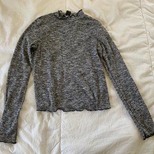 Gray and White turtleneck top